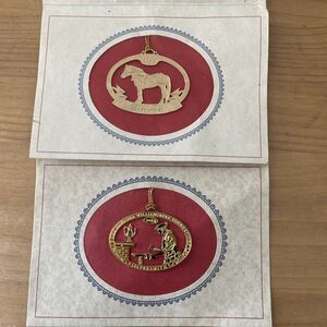 Colonial Williamsburg Christmas Ornaments Lot of 2 24-Karat Gold Finish 2013-14